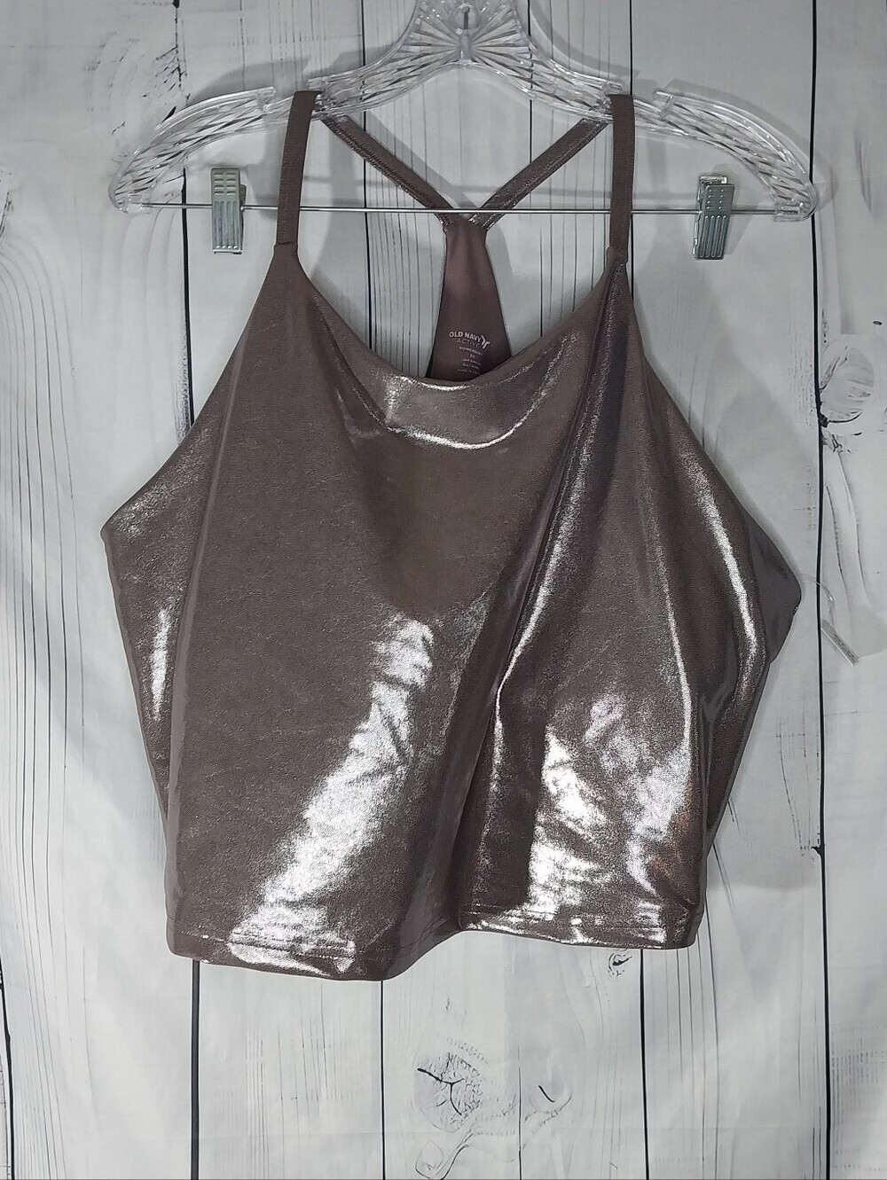 Old Navy Active Powersoft Longline Racerback Athleisure Metallic Sports Bra NWT